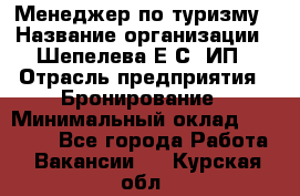 Менеджер по туризму › Название организации ­ Шепелева Е.С, ИП › Отрасль предприятия ­ Бронирование › Минимальный оклад ­ 30 000 - Все города Работа » Вакансии   . Курская обл.